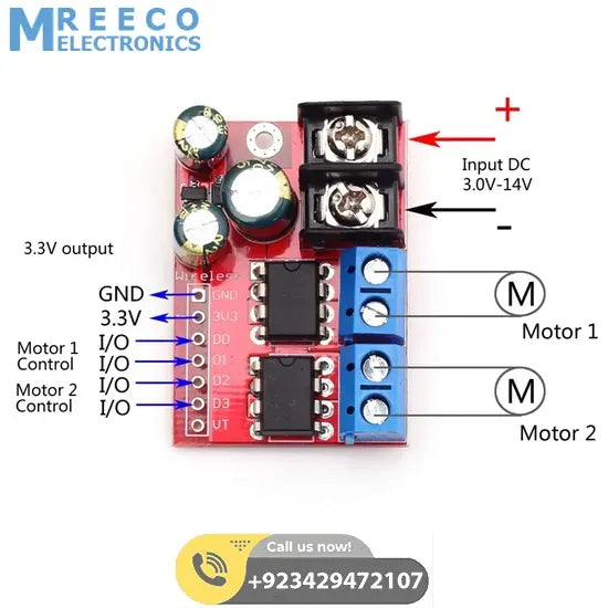 5A Dual Motor Drive Module Reverse PWM Speed Regulation Double H Bridge ZK 5AD - Front View