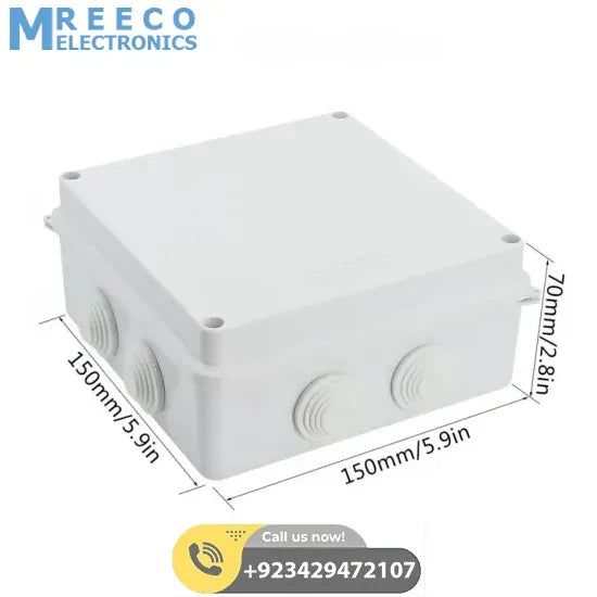 ABS Plastic Dust Proof Junction Box Universal Electrical Project Enclosure White 150mmx150mmx70mm - Side View