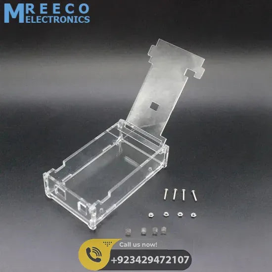 Transparent Acrylic Case Shell Enclosure Gloss Box For Arduino Mega 2560 R3 in Pakistan - Front View