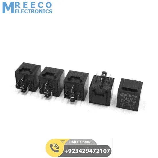 DC 24V 80A 5 Terminals Male Power Connector Relay - Top View