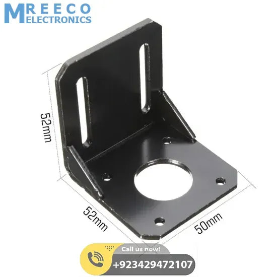 NEMA17 Stepper Motor Alloy Steel Mounting Bracket For CNC & 3D Printer - Side View