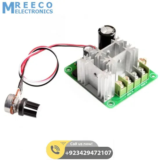 DC Motor Speed Controller DC 6V-90V 15A with Potentiometer - Front View