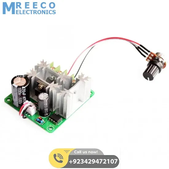DC Motor Speed Controller DC 6V-90V 15A with Potentiometer - Side View