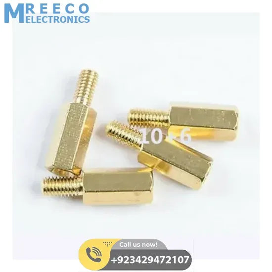 M3 10+6mm Male-Female Brass Hex Standoffs PCB Spacer Pillar - Top View