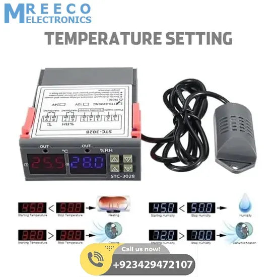 220V STC-3028 Temperature Humidity Control Thermometer - Bottom View