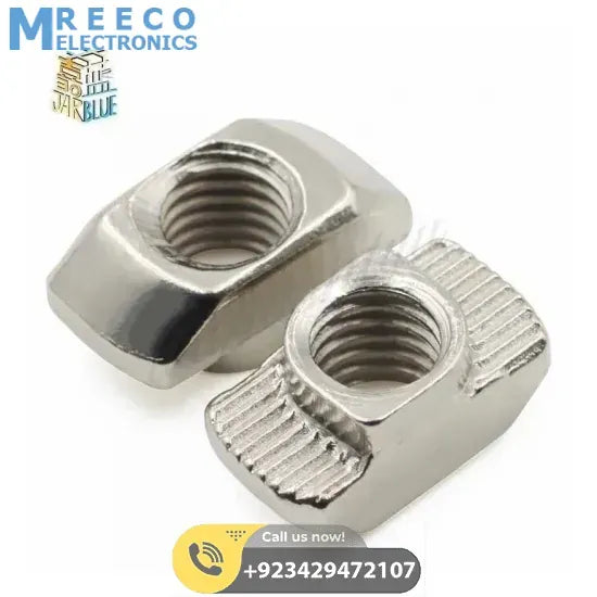 40xM8 T Nuts T NUT Sliding T Nut Hammer Drop In Nut Fasten Connector M8 Series Length19.5mm Width 8mm Hight 7.5mm - Back View