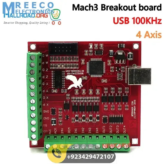 CNC USB MACH3 100Khz Breakout Board 4 Axis Interface Driver Motion Controller - Front View