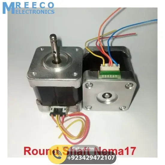 Round Shaft Nema17 Stepper Motor For 3D Printer & CNC - Front View