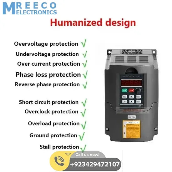 VFD CNC Water cooled spindle Motor kit 220V 800W 1HP Spindle Motor & 1500W VFD & Cooling Water Pump & 65mm Clamp Mount In Pakistan - Side View