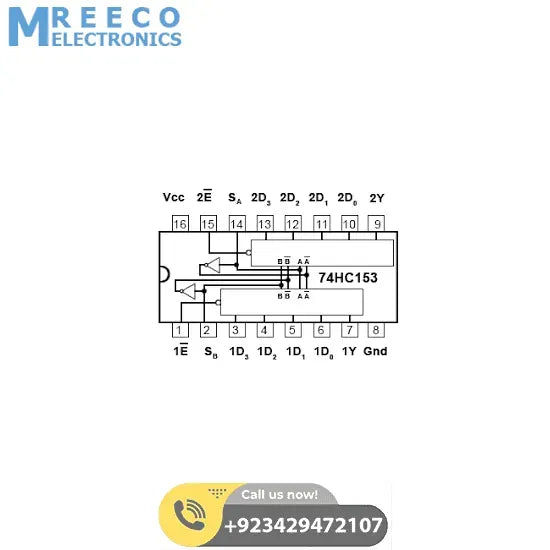 Dual 4 Input Multiplexer IC 74hc153 - Back View