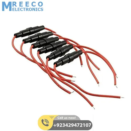 In-line Auto Fuse Holder with Wire For 20mm x 5mm Fuse - Front View