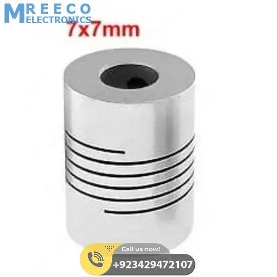 7x7mm Flexible Coupling Shaft - Front View