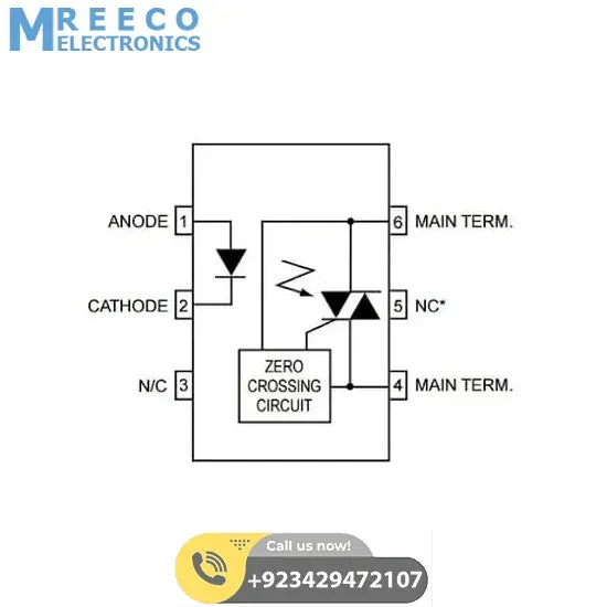 MOC3061 Zero Cross Phototriac Driver Optocoupler IC DIP6 - Side View