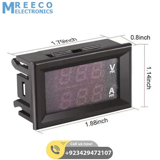 100A Digital Display Voltmeter Ammeter ZFX VC288 Dual LED Voltage Current Tester Monitor Panel Gauge WIth Shunt - Back View