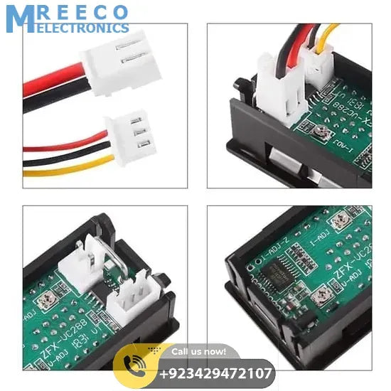 100A Digital Display Voltmeter Ammeter ZFX VC288 Dual LED Voltage Current Tester Monitor Panel Gauge WIth Shunt - Angle View