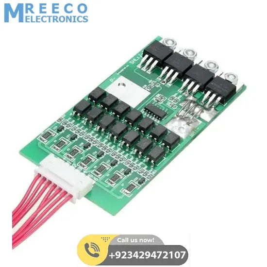 7s 24v 20A 18650 Lithium Lion Battery Charger Module Protection Board BMS PCB With Wire - Side View