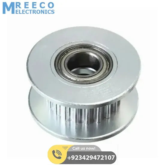 20T 5mm GT2 Timing Belt Idler Pulley With Bearing For 3D Printer - Front View