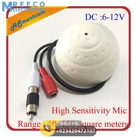 NEW 50-150 Square Meters High Sensitivity Mini CCTV Security Surveillance Microphone Audio Input For 1080P Wifi IP Cameras DVR - Front View