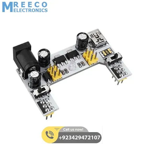 MB102 2 Channel 3.3V 5V Breadboard Power Supply Module White Breadboard Dedicated Power Module MB-102 Solderless Bread Board - Front View