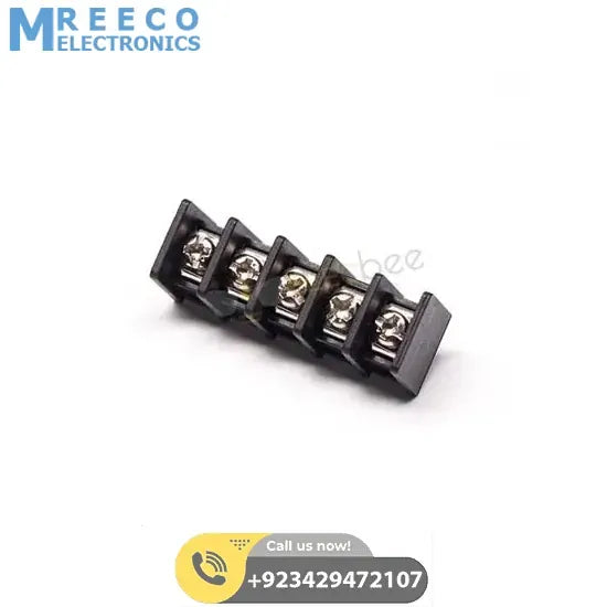 5 Pin Terminal Block Connector Straight Through Hole Black Barrier Terminal - Side View