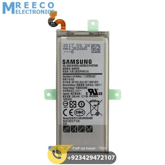 Genuine Original Samsung Galaxy Note 8 3300mAh Lithium-Ion Battery USED - Bottom View