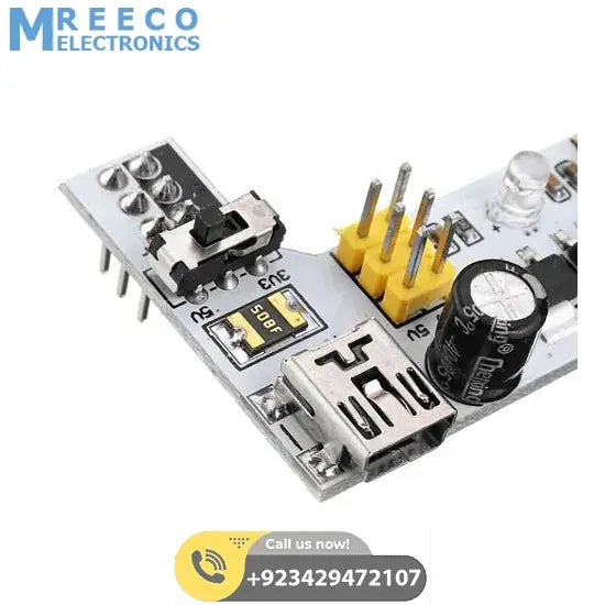 MB102 2 Channel 3.3V 5V Breadboard Power Supply Module White Breadboard Dedicated Power Module MB-102 Solderless Bread Board - Angle View
