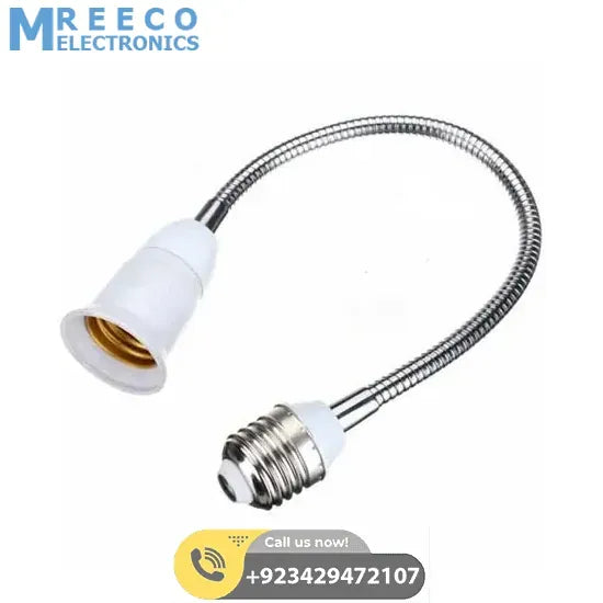 E27 Light Bulb Holder Flexible Extension Adapter Socket - Front View