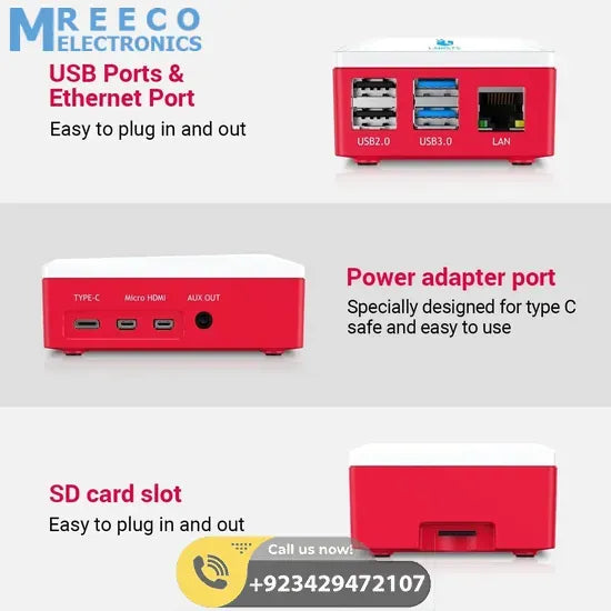 Raspberry Pi 4 B Model B Starter Kit 8GB RAM and 32GB SD Card - Side View