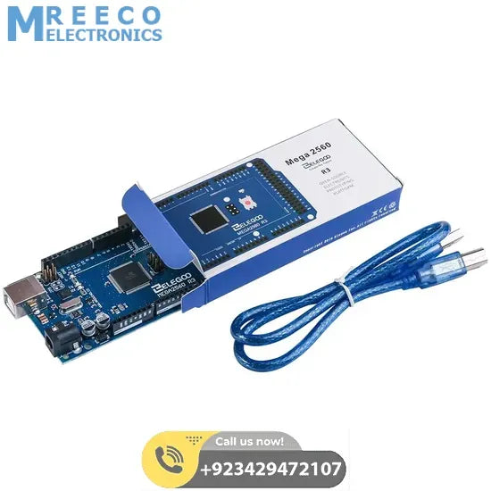 Original ELEGOO Arduino MEGA R3 Board ATmega 2560 With USB Cable Compatible with Arduino IDE Projects Italy Quality - Front View
