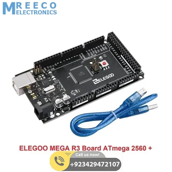 Original ELEGOO Arduino MEGA R3 Board ATmega 2560 With USB Cable Compatible with Arduino IDE Projects Italy Quality - Side View