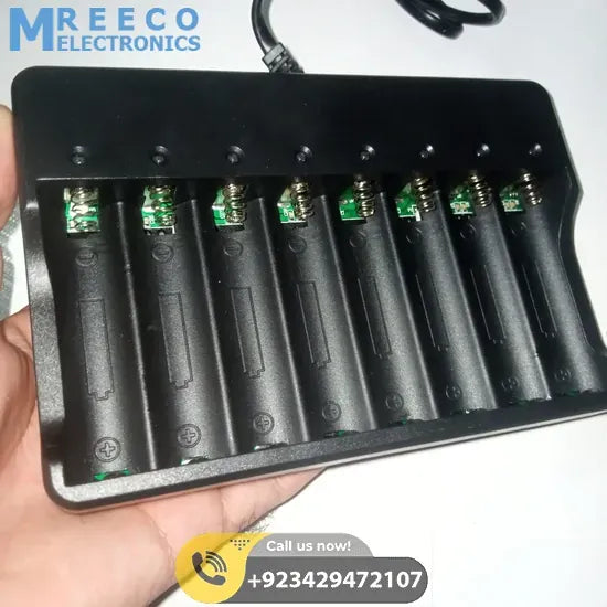 8 Slot 18650 Charger Li Ion Battery Charger 220v Input - Back View