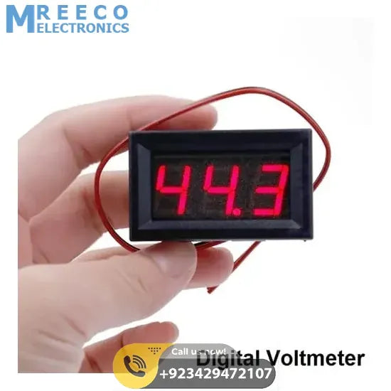 Mini Digital Voltmeter DC 5-120V DC Led Display Voltage Monitor Guage DSN DVM 568HV - Front View