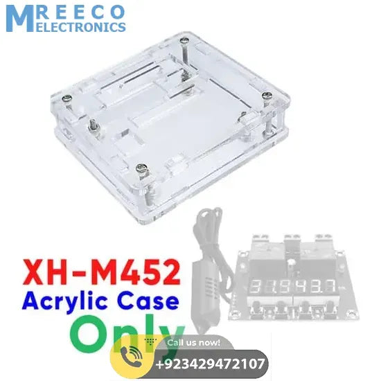 Transparent Acrylic Case Shell For XH-M452 Temperature & Humidity Controller - Front View