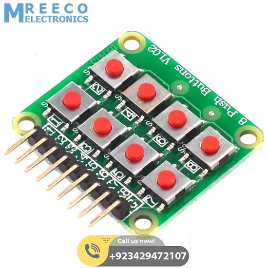 2x4 Matrix Keyboard 8 Pushbutton Keypad V1.02 Expansion Module For Arduino - Side View