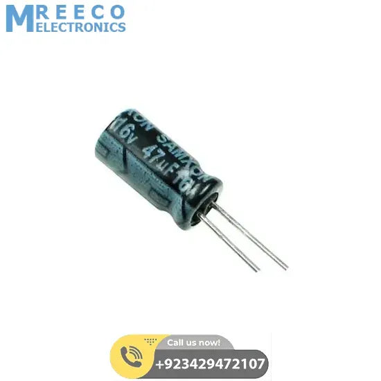 100pcs 47uf 25v Polar Capacitor - Side View