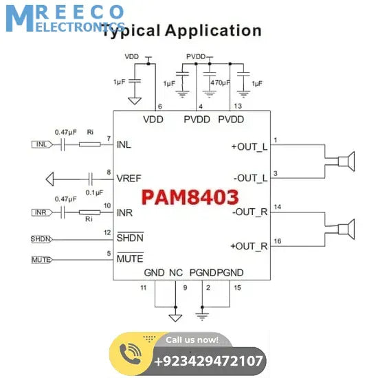 PAM8403 Audio Power Amplifier IC SOP 16 - Back View