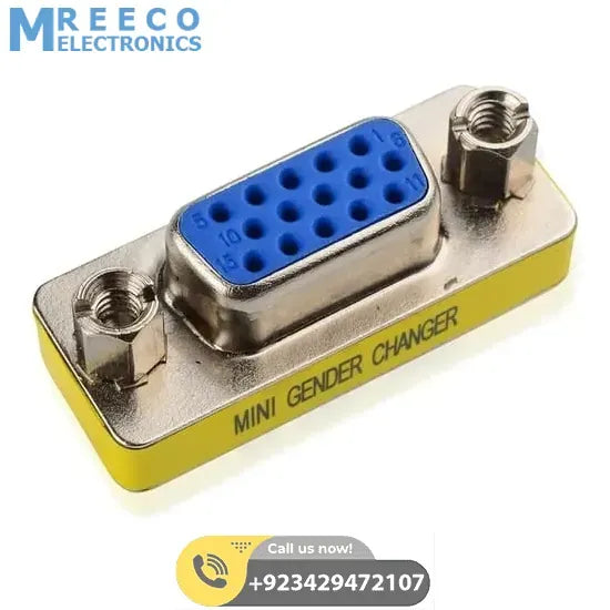 VGA Mini Gender Changer HD15 Female To Female VGA Coupler Cable Adapter - Back View