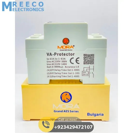 MORA 63A OVER AND UNDER VOLTAGE AND CURRENT PROTECTION RELAY with KWH 3 in 1 in Pakistan - Side View