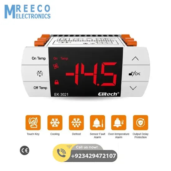 EK-3021 Digital Temperature Controller Refrigeration System with Defrost Mode Elitech in Pakistan - Back View