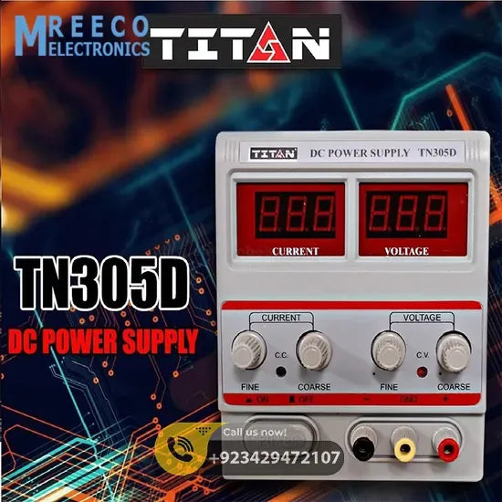 Titan TN 305D 220V DC Power Supply Precision Lab Variable 30V 5A Adjustable Regulator - Side View