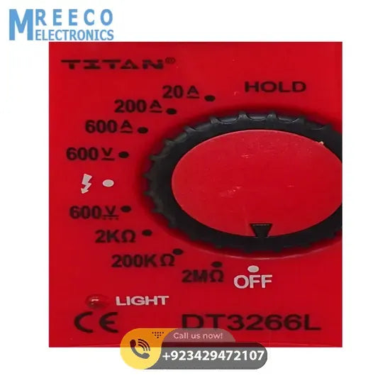 Titan DT3266 DT 3266L Digital Clamp Meter - Back View