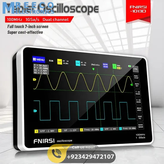 FNIRSI® 1013D Tablet Dual Channel 100MHz 1GS/s Touchable Panel Oscilloscope