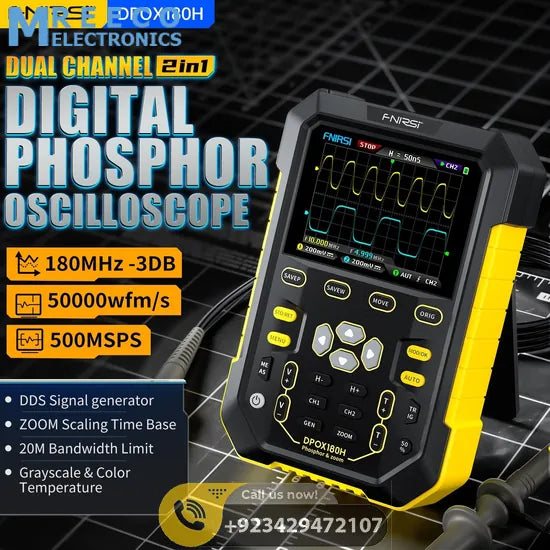 FNIRSI® DPOX180H 2-IN-1 Dual Channel 180MHz 500MS/s Digital Phosphor Oscilloscope Signal Generator