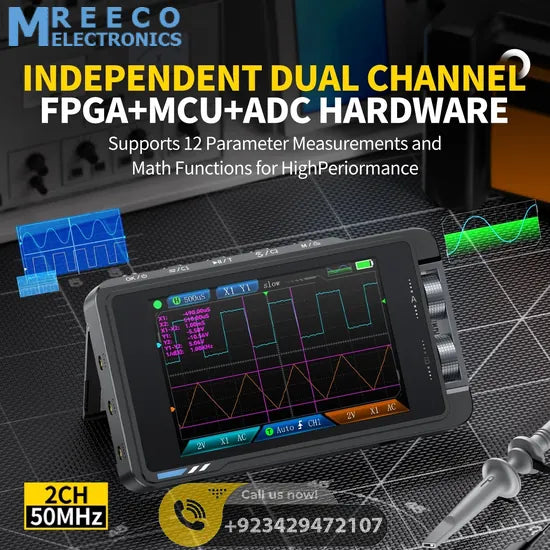 FNIRSI® DS215H 2-IN-1 50MHz 250MS/s Dual Channel Digital Oscilloscope DDS Function Singal Generator