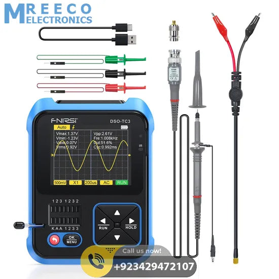 FNIRSI® DSO-TC3 3-IN-1 Handheld 500KHz 10MS/s Digital Oscilloscopes Signal Generator Transistor Tester