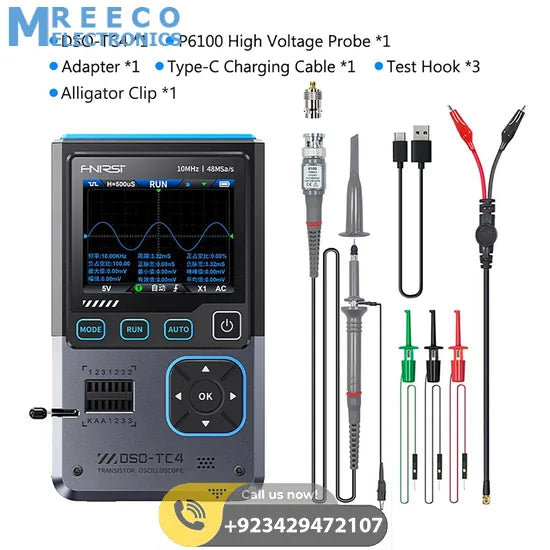 FNIRSI® DSO-TC4 3-IN-1 10MHz 48MSa/s Digital Oscilloscope Transistor Tester Signal Generator