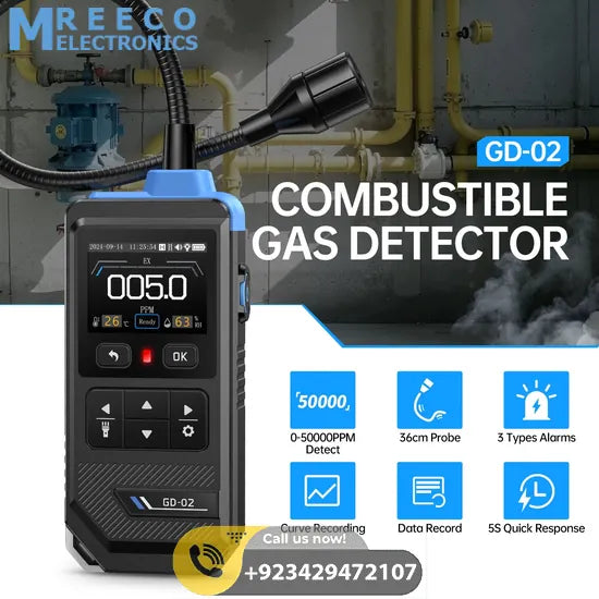 FNIRSI® GD-02 Portable Combustible Gas Detector Color Screen Methane Propane Isobutane Monitor