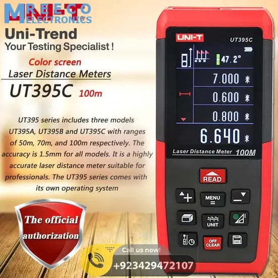 UNI T Digital Laser Distance Meter UT395C - Back View