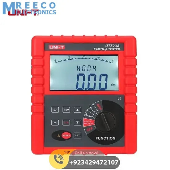UNI T UT523A 4 Pole Soil Resistance Earth Tester Meter - Front View