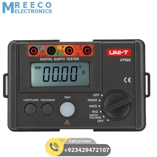 UNI T UT522 Earth Resistance Meter Tester - Front View